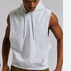 Standard Cloth Sleeveless Muscle Hoodie Sweatshirt, Small, Light Gray, $39.00US